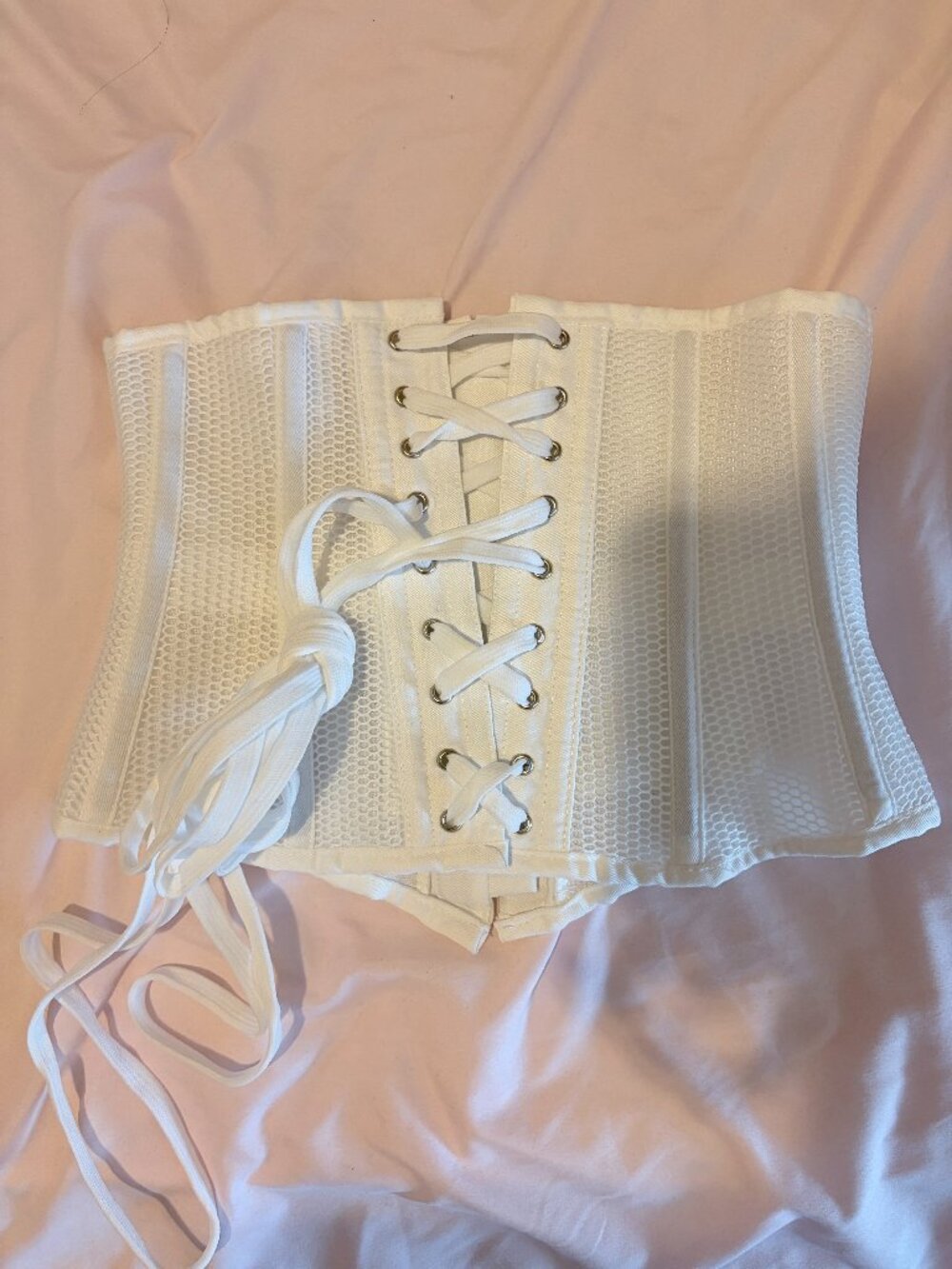 White Mesh Underbust Corset | Heavy Duty Steel Boned Waist Trainer Belt